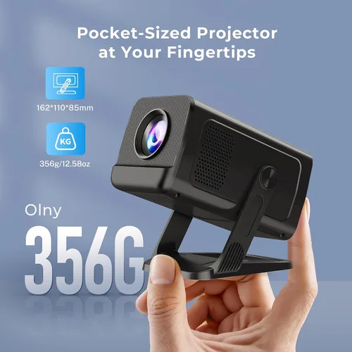 Vista 10 de Mini proyector para dormitorio con WiFi y Bluetooth bidireccional 1080P 4K soporte inteligente Android TV OS Aplicaciones integradas Keystone
