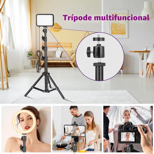 Vista 5 de Torjim Iluminación de video para fotografía RGB, luces de estudio con trípode ajustable, iluminación de 16 colores para grabación de 16