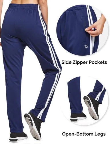 Vista 3 de BALEAF Pantalones deportivos para mujer, pantalones deportivos para correr, bolsillos con cremallera, pantalones deportivos para calentar, casuales