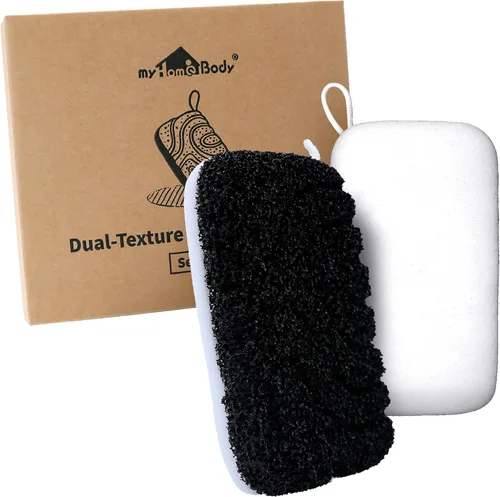 Vista 7 de myHomeBody Esponja exfoliante corporal de lufa, esponja de baño para mujeres, exfoliante corporal para hombres, con práctica correa