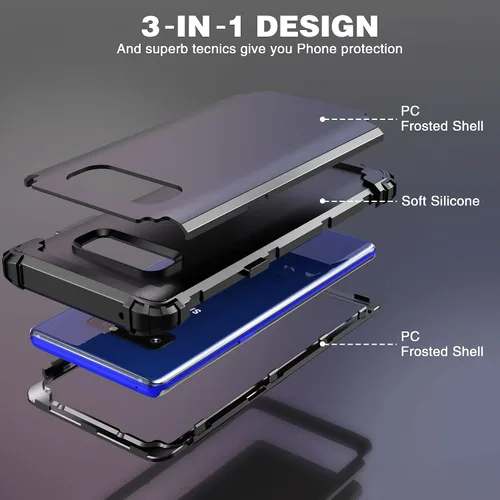 Vista 8 de IDweel Funda para Galaxy Note 8, 3 en 1, a prueba de golpes, delgada, híbrida, resistente, protección de policarbonato duro, silicona suave, Negro