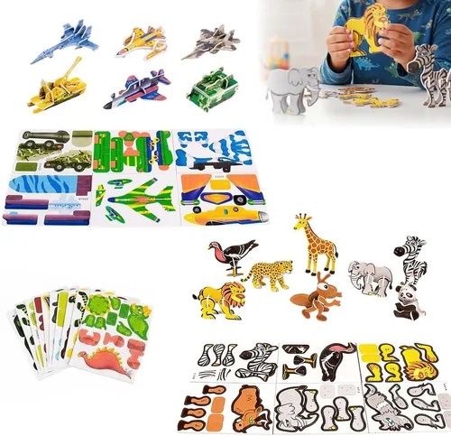Vista 9 de Juego de rompecabezas de papel de insectos creativo 3D de bricolaje, 100 piezas educativas 3D de animales, rompecabezas de insectos inteligentes