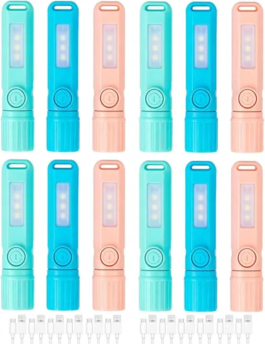 Vista 8 de Paquete de 3 linternas recargables USB C mini linternas LED, combo de linterna de camping, linterna ultraligera con zoom para regalo, camping