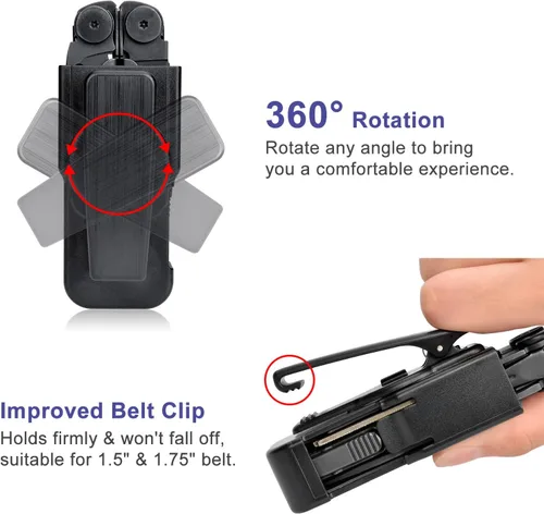 Vista 2 de iGuerburn Funda de rotación de 360° para LEATHERMAN Wave & Wave Plus +, soporte para estuche Wave Plus, funda con clip de cinturón Leatherman
