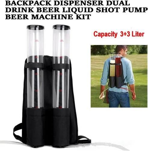 Vista 2 de YIYIBYUS Dispensador de bebidas de doble tanque de mochila portátil de doble barril de bebidas de licor líquido dispensador de mochila de cerveza