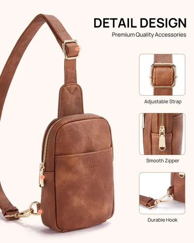 Vista 5 de Bolsos cruzados de Telena para mujer, bolso de piel para mujer, bolso cruzado de bandolera para mujer, bolso de viaje