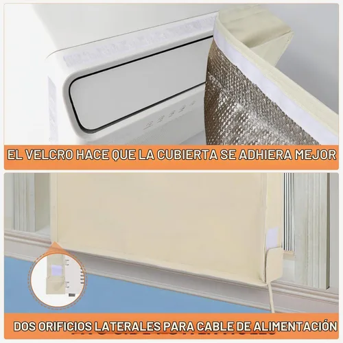 Vista 4 de Window Air Conditioner Covers for Inside 17"W x 13"H x 3.5"D, Beige