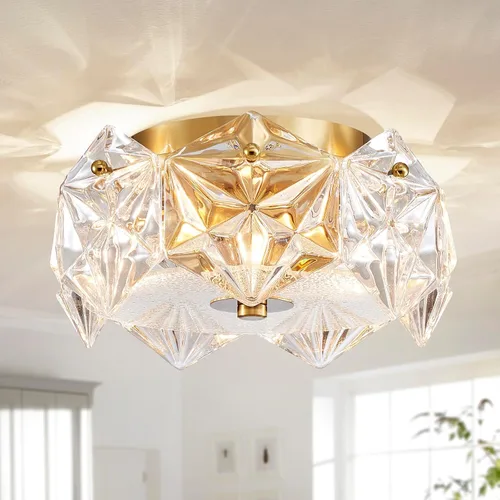 Vista 11 de AGV LIGHTING CL003F - Lámpara de techo de cristal K9, moderna lámpara de techo semiempotrada, perfecta para sala de estar, dormitorio, comedor, D13