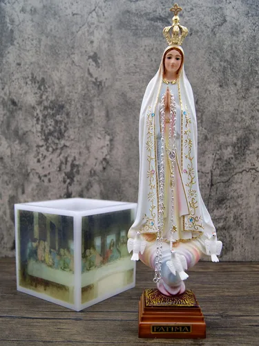 Vista 6 de Estatua de Nuestra Señora de Fátima con ojos de cristal de 12 pulgadas fabricada en Portugal