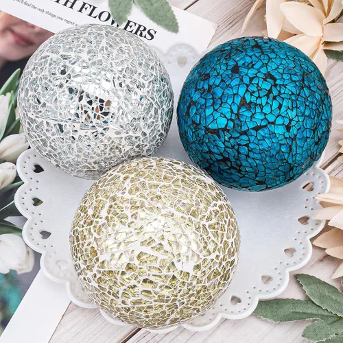Vista 4 de Bolas decorativas para cuencos, bolas decorativas de 3.15 pulgadas, orbes y esferas decorativas agrietadas para rellenos de jarrones, centro de mesa
