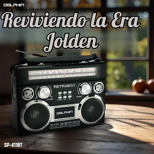 Vista 3 de Dolphin Retrobox - Radio portátil Bluetooth AM/FM/SW con antena