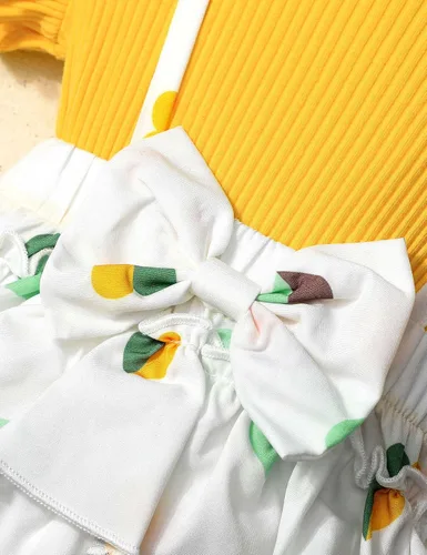 Vista 4 de TyeSmo Ropa de bebé para niña, ropa de bebé para niñas, manga con volantes, mameluco con diadema, ropa de verano para bebé niña