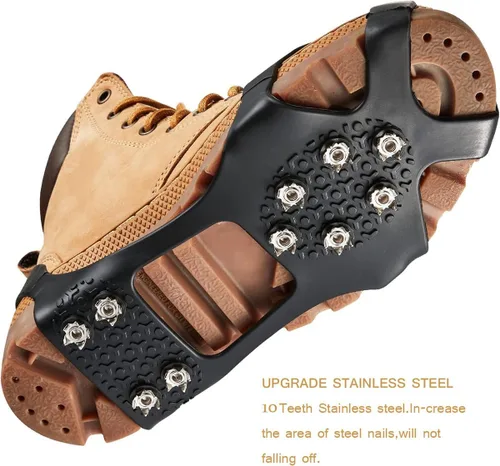 Vista 4 de Ice Cleats for Shoes and Boots, Ice Snow Traction Cleats Grippers, Non Slip Shoe Ice Grippers,10 Steel Rubber Spikes Crampons Anti Easy Slip Studs