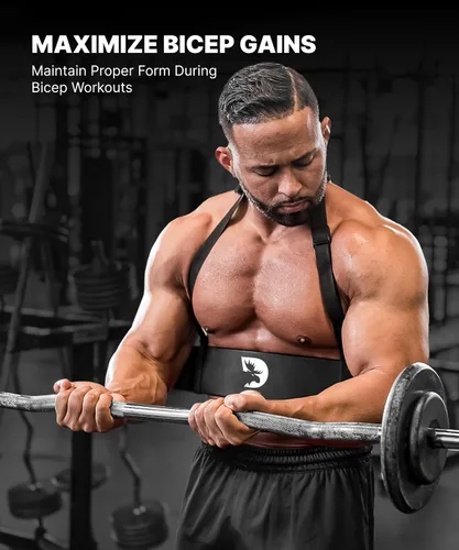 Vista 3 de DMoose Fitness Brazo Blaster para bíceps y tríceps – Aluminio resistente, acolchado suave para el cuello y correas ajustables – Soporte de rizo