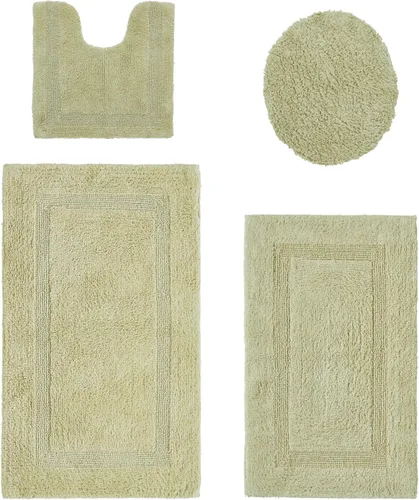 Vista 11 de Better Trends Juego de 4 alfombras de baño de lujo, 100% algodón, suaves, absorbentes de agua, reversibles, lavables a máquina, para decoración