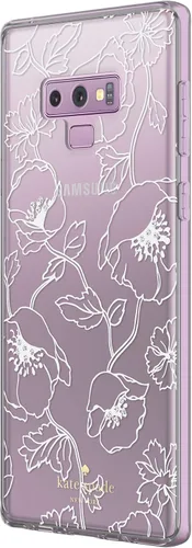 Vista 4 de kate spade new york Funda protectora rígida para Samsung Galaxy Note9 - Blanco floral de ensueño con gemas