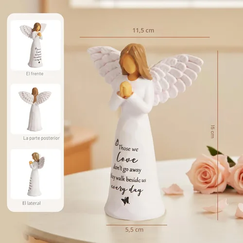 Vista 6 de Regalos de Simpatía para Pérdida de un Ser Querido, Figurina de Ángel Memorial de 15 cm Hecha a Mano, Regalos Conmemorativos para Pérdida de Mamá