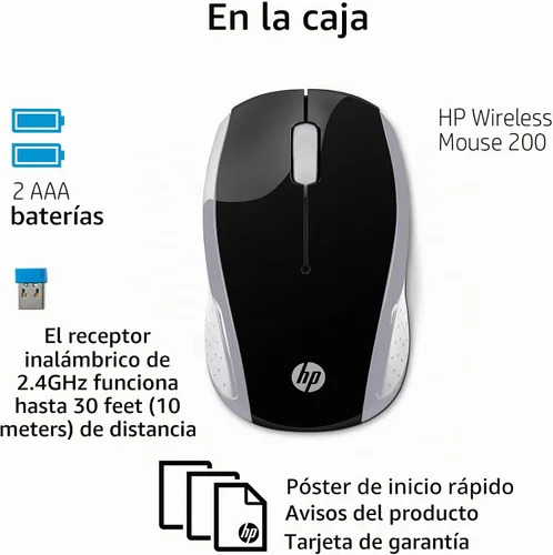 Vista 4 de HP Ratón inalámbrico 200 (negro/plata, 2HU84AA)