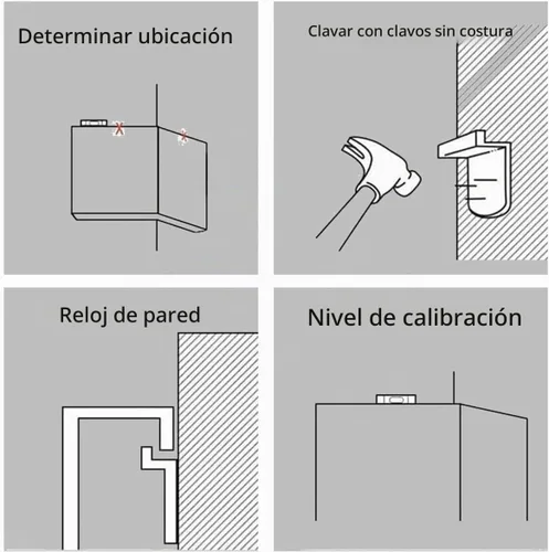 Vista 6 de Reloj de pared Corne de doble cara, reloj de pared de esquina luminoso con sensor con escala numeral, funciona con pilas, silencioso