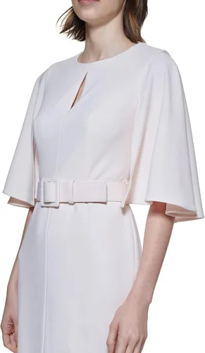 Vista 2 de Calvin Klein Vestido de manga con abertura para mujer, cinturón autocubierto con hebilla