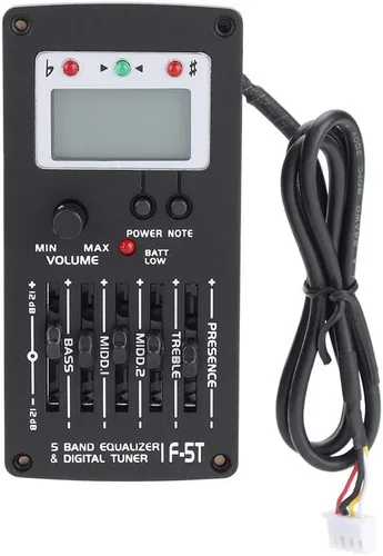 Vista 5 de Ecualizador de guitarra de 5 bandas, F-5T EQ ecualizador Pickup Tuner para guitarra acústica instrumento musical
