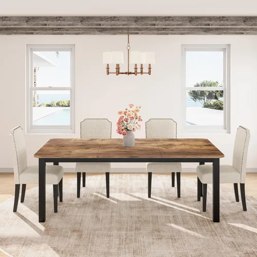 Vista 15 de Garvee Mesa de comedor de 63 ″ para 4-6 personas para comedor, negra