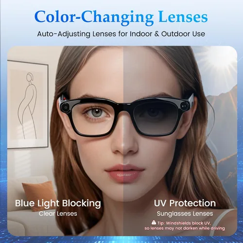 Vista 6 de Lentes inteligentes AI con cámara de 8 MP, grabación de video de 1080P y fotos HD para hombres y mujeres, gafas Bluetooth de audio de oído abierto