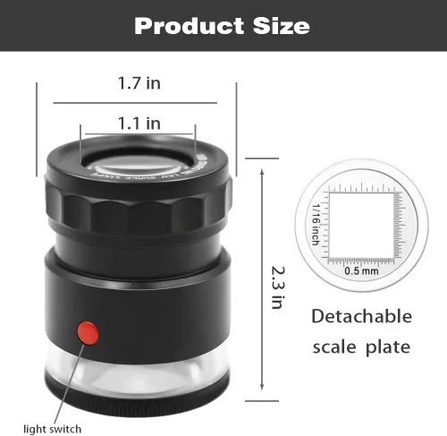 Vista 7 de Lupa de joyero recargable Koparneed de 10x con luces UV y LED, lupa de ojo iluminada con enfoque ajustable y vidrio de aumento para joyería