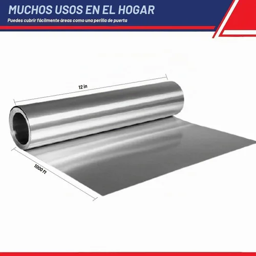 Vista 4 de Rollo de papel de aluminio estándar para servicio de alimentos de 12" x 1000