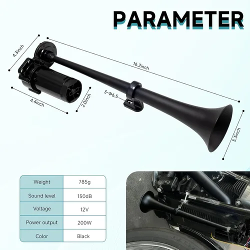 Vista 5 de Bocinas de aire para camión, kit de bocina de tren súper fuerte para vehículo de 12V/camión semi/coche/barco/jeep/furgoneta/motocicleta/SUV, bocina