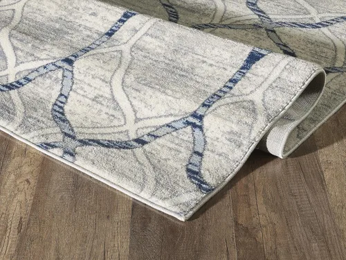 Vista 7 de Abani Alfombra moderna de 3 x 5 pies, diseño geométrico gris y azul, colección Arto