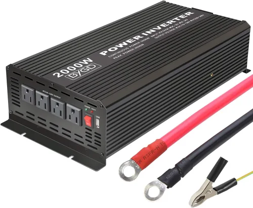 Vista 8 de Inversor de corriente para automóvil de 300 W, convertidor de adaptador de enchufe de vehículo de 12 V CC a 110 V CA con 4 puertos de carga rápida