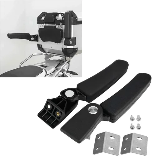 Vista 4 de Reposabrazos del pasajero de la motocicleta, 2 unids motocicleta pasajero trasero plegable superior caja caja de asiento trasero kit de reposabrazos
