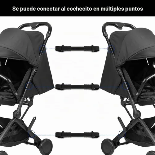 Vista 5 de Conector de cochecito lado a lado, 3 conectores de cochecito gemelos para bebé, universal, individual a doble, se adapta al cochecito paraguas negro