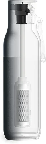 Vista 2 de LARQ Botella filtrada – Botella de agua aislada de acero inoxidable sin BPA con tecnología Nano Zero y filtros de larga duración, granito blanco, 25