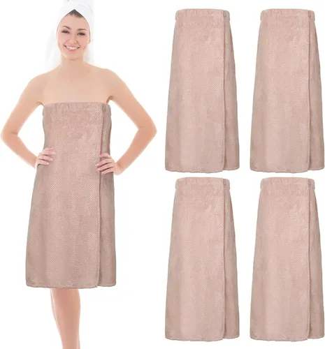 Vista 53 de 4 toallas envolventes para mujer, bata de spa con cierre ajustable, parte superior elástica, envoltura ligera para baño y ducha