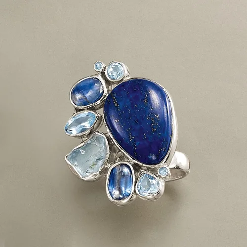 Vista 5 de Ross-Simons Lapis and 3.00 ct. t.w. Kyanite Ring With 1.96 ct. t.w. Sky Blue Topaz in Sterling Silver