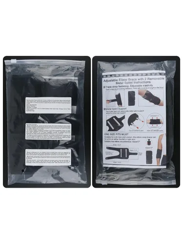 Vista 7 de Codera con 2 férula de metal extraíbles para dormir, soporte de túnel cubital ajustable con manga de compresión para codo de tenis, soporte
