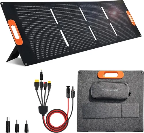 Vista 10 de Panel solar portátil de 100 W para generador de estación de energía, cargador de panel solar plegable de 100 vatios con salida MC4, conector de CC 3