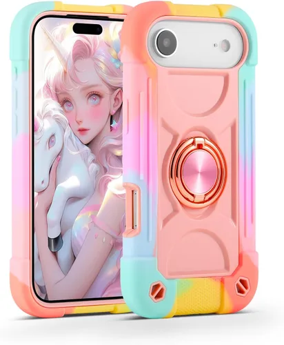 Vista 103 de MARKILL Funda compatible con iPhone Air de 6.5 pulgadas 2025 con soporte de anillo giratorio de 360 grados, protección contra caídas de grado