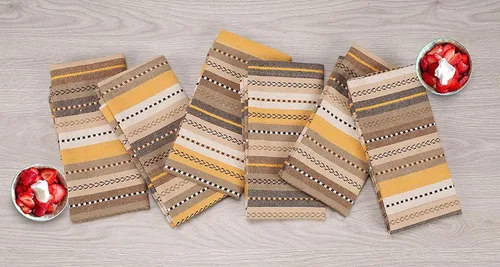Vista 5 de Servilletas de tela, juego de 12 servilletas de algodón, servilletas de rayas de salsa de 18 x 18 pulgadas con esquinas en inglete y dobladillo
