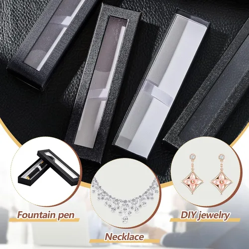 Vista 4 de Colarr Caja de regalo de 36 bolígrafos, caja vacía para bolígrafos con cojín tapa transparente, vitrina de joyería para colección de regalos, Negro