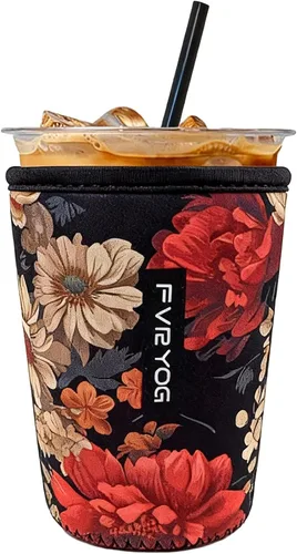 Vista 48 de Fundas de neopreno reutilizables aisladas para café helado, fundas para tazas de café helado, fundas para bebidas heladas y calientes