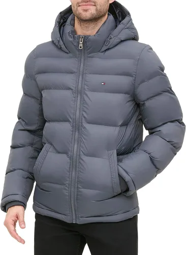 Vista 22 de Tommy Hilfiger - Chaqueta acolchada con capucha de relleno alternativo para hombre (tallas estándar y para personas grandes y altas)