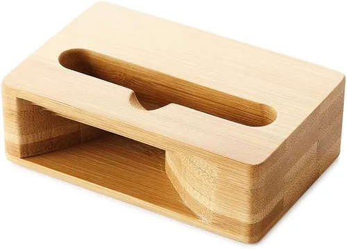 Vista 5 de Fanshu - Amplificador de soporte para teléfono celular, soporte universal portátil de madera para teléfono celular, soporte de cama de bambú