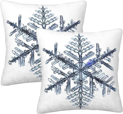Vista 10 de JOOCAR Fundas de almohada navideñas de 20 x 20 pulgadas, paquete de 2 fundas de almohada de copos de nieve rojos de Navidad, fundas de almohada
