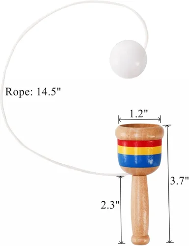 Vista 2 de Cididu Juego de 12 pelotas de madera para atrapar, mini pelota de madera con taza de cuerda, juguetes vintage para niños, novedosos juegos de fiesta