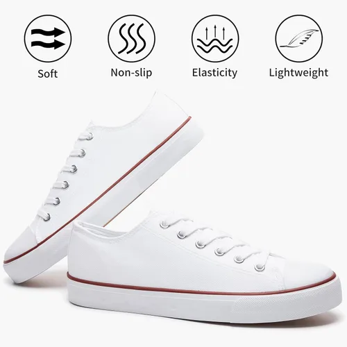 Vista 3 de yageyan Zapatos bajos de lona para hombre Zapatillas casuales clásicas Zapatos de moda en blanco y negro