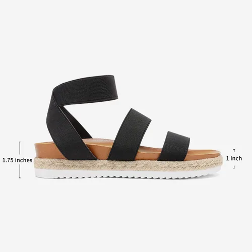 Vista 3 de Dream Pars - Sandalias de cuña con plataforma plana para mujer, puntera abierta, correa al tobillo
