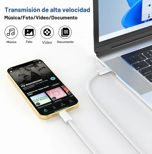 Vista 6 de Cargador para iPhone 17 de carga rápida, cargador rápido USB C y cable tejido USBC a C de 3 pies tipo C para Apple iPhone 17e/17/17 Pro Max/17